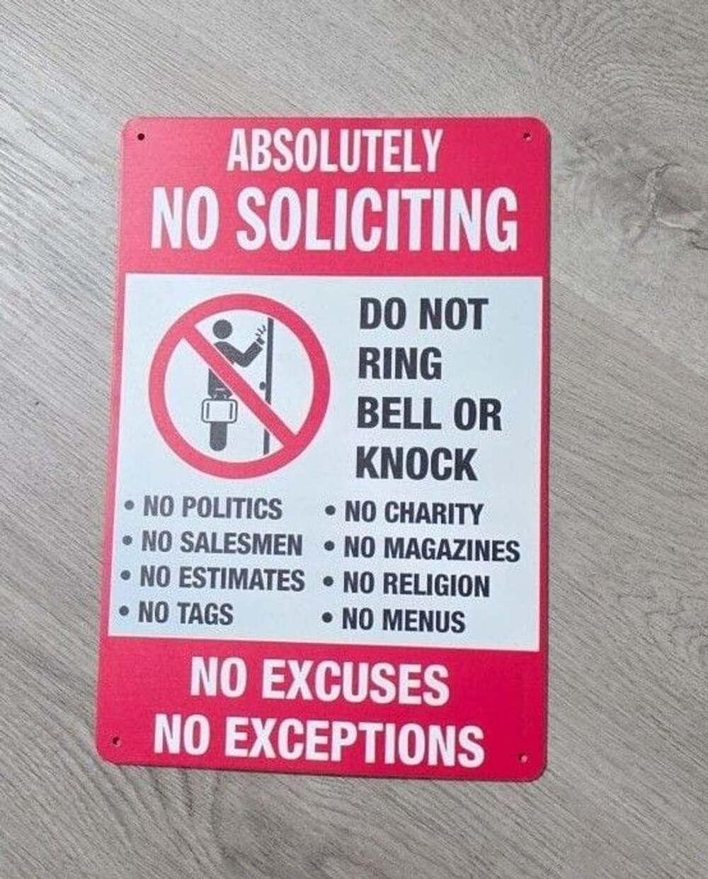 SmartSign Absolutely No Soliciting Metal Sign Do Not Ring Bell Or Knock